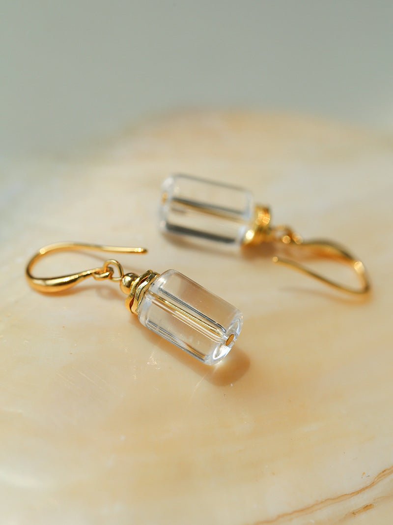 Minimalist Clear Cylinder Glass Drop Earrings - floysun