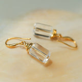 Minimalist Clear Cylinder Glass Drop Earrings - floysun
