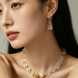 Minimalist Clear Cylinder Glass Drop Earrings - floysun