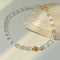 Minimalist Clear Cylinder Glass Freshwater Pearl Beaded Collarbone Necklace - floysun