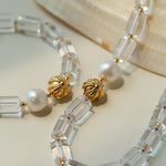 Minimalist Clear Cylinder Glass Freshwater Pearl Beaded Collarbone Necklace - floysun