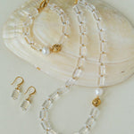 Minimalist Clear Cylinder Glass Freshwater Pearl Stack Bracelet - floysun