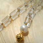 Minimalist Clear Cylinder Glass Freshwater Pearl Stack Bracelet - floysun