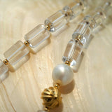 Minimalist Clear Cylinder Glass Freshwater Pearl Stack Bracelet - floysun
