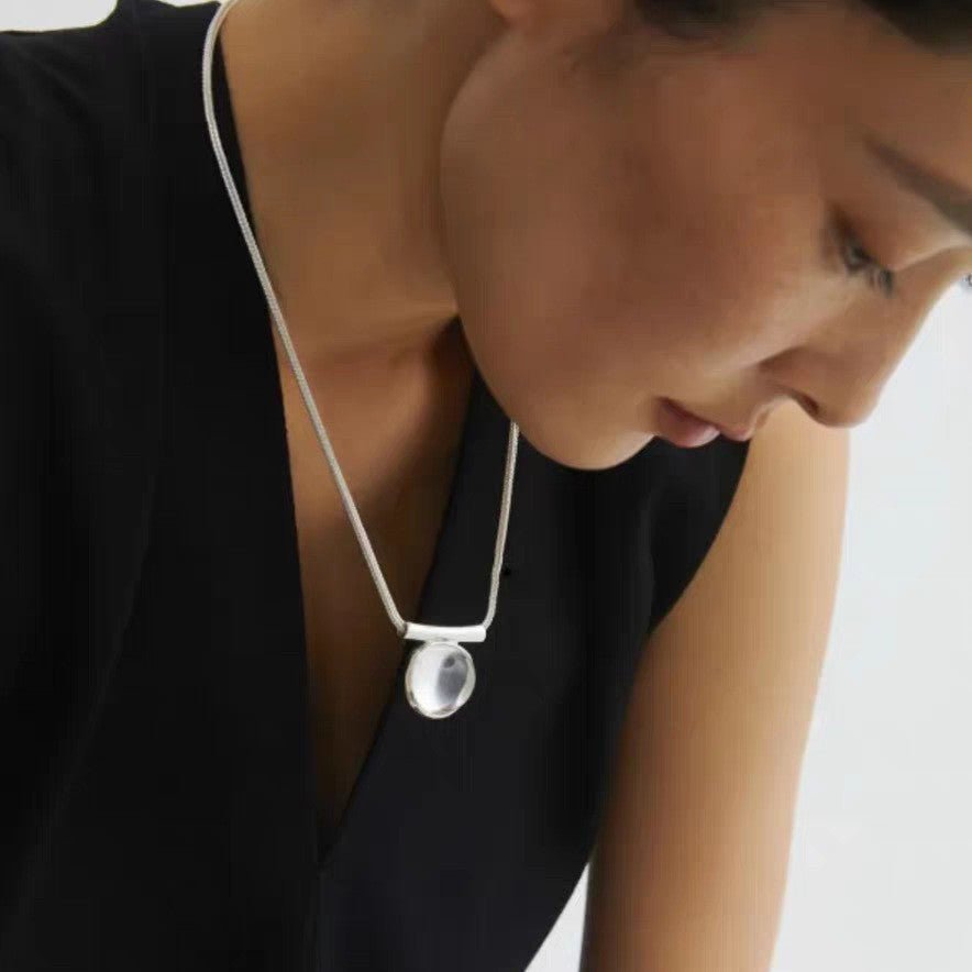 Minimalist Clear Glass Pendant Necklace - floysun
