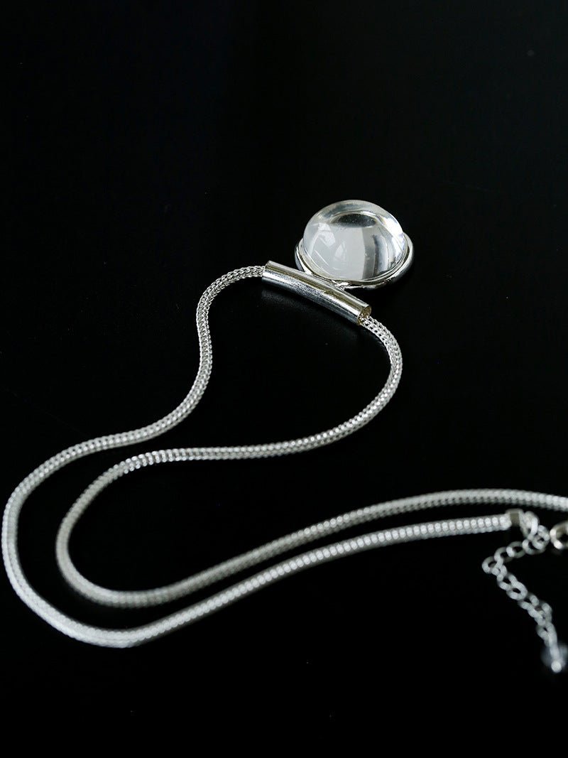Minimalist Clear Glass Pendant Necklace - floysun