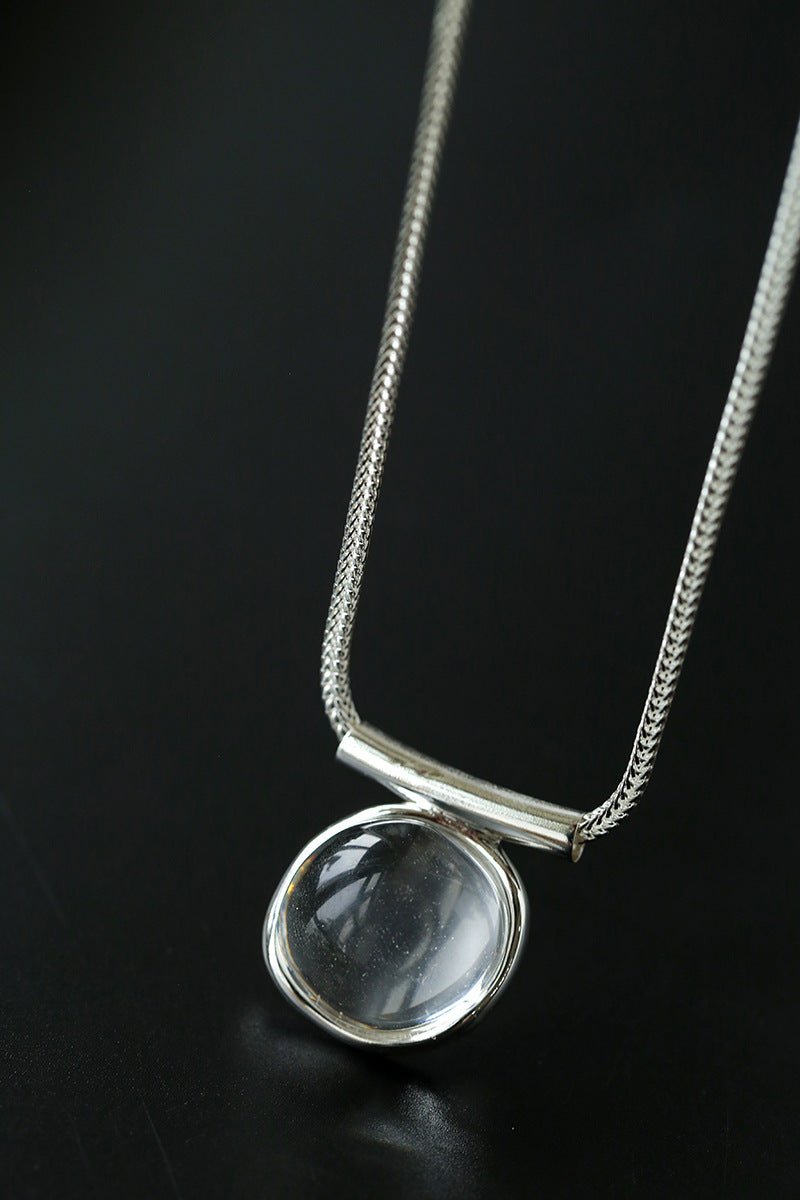 Minimalist Clear Glass Pendant Necklace - floysun