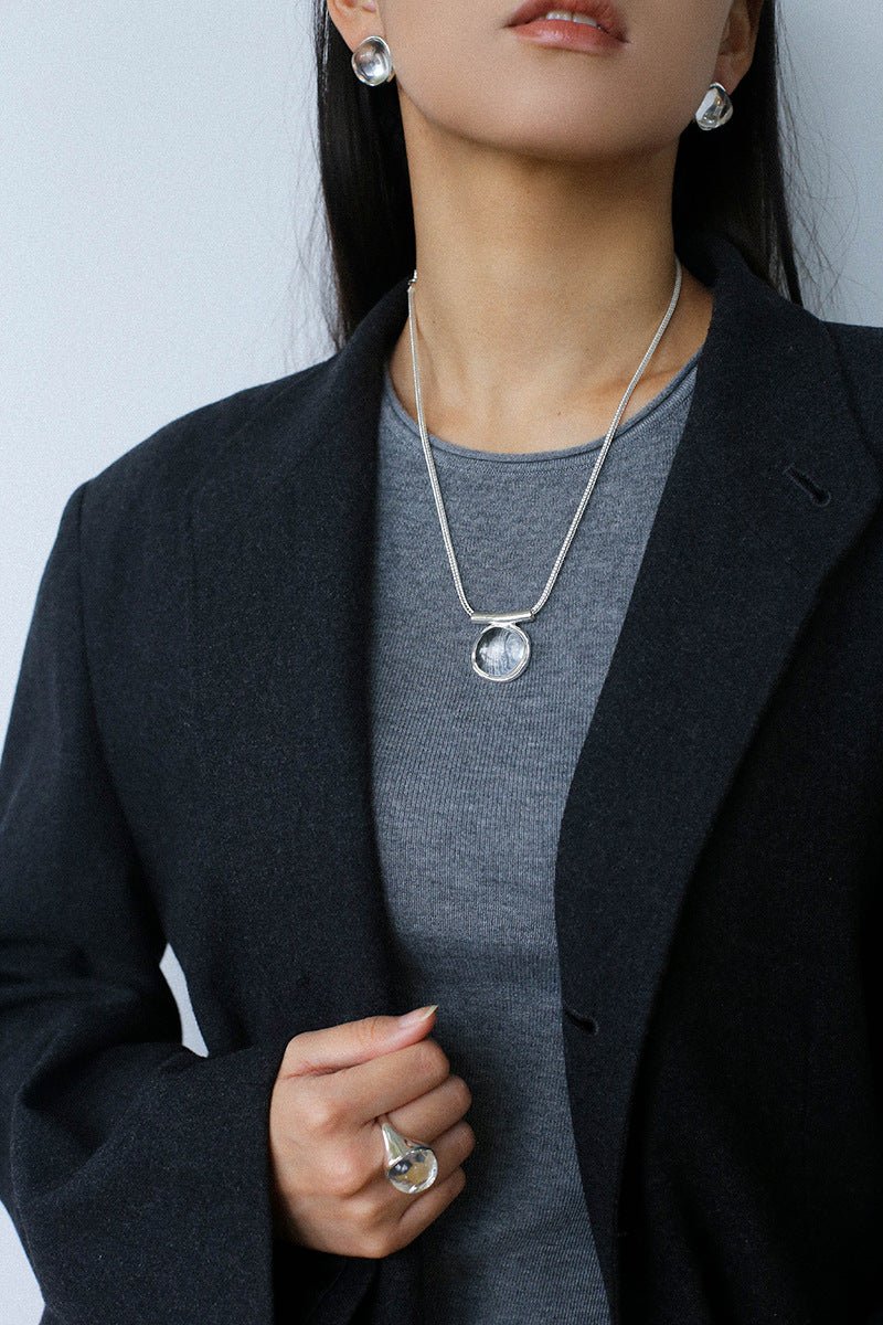 Minimalist Clear Glass Pendant Necklace - floysun
