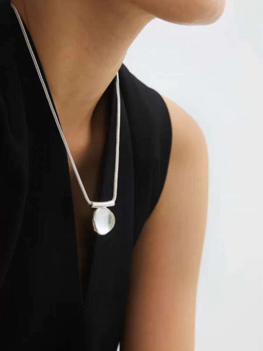 Minimalist Clear Glass Pendant Necklace - floysun