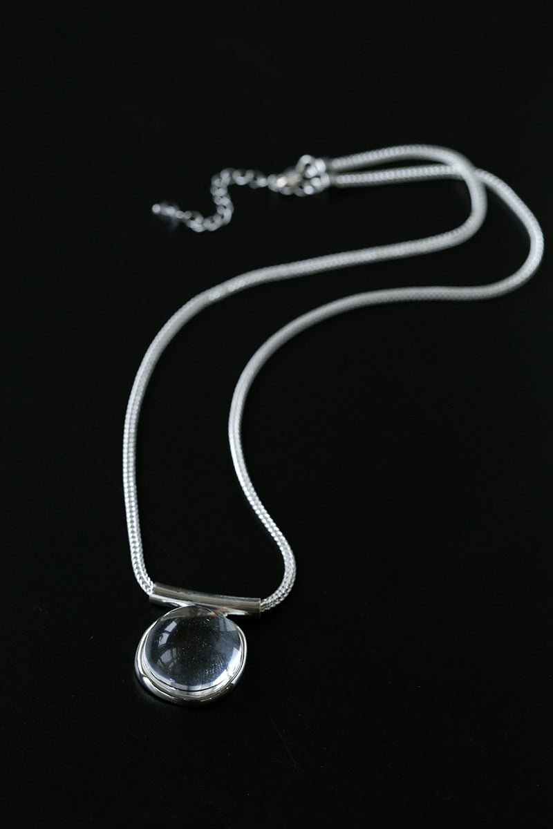 Minimalist Clear Glass Pendant Necklace - floysun