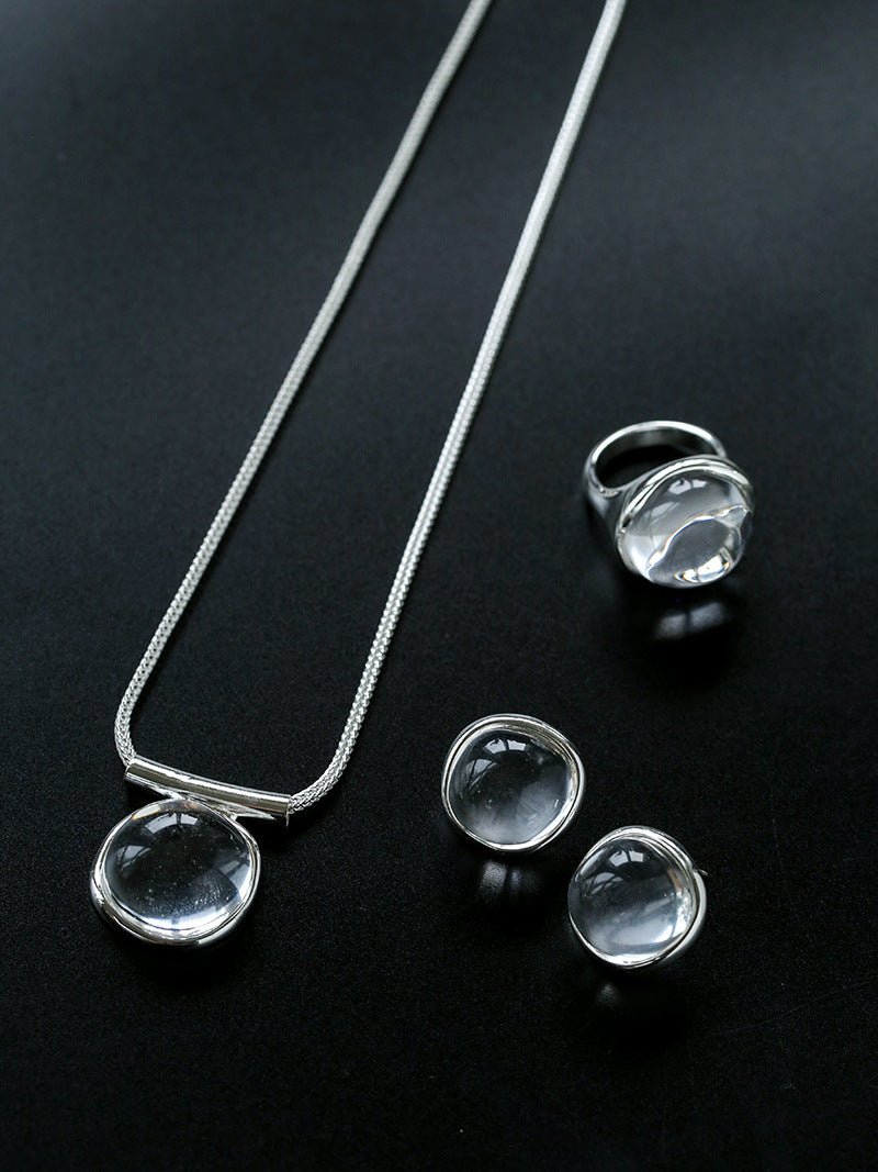 Minimalist Clear Glass Pendant Necklace - floysun