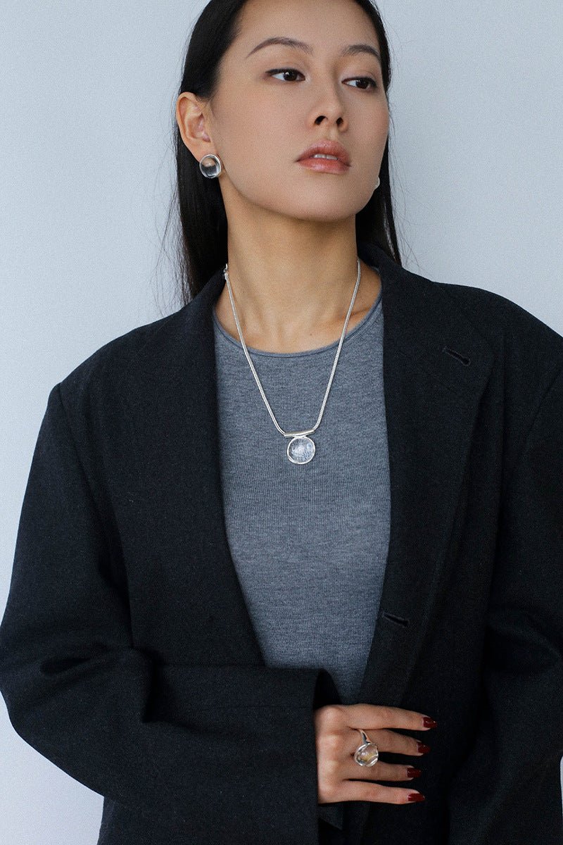 Minimalist Clear Glass Pendant Necklace - floysun