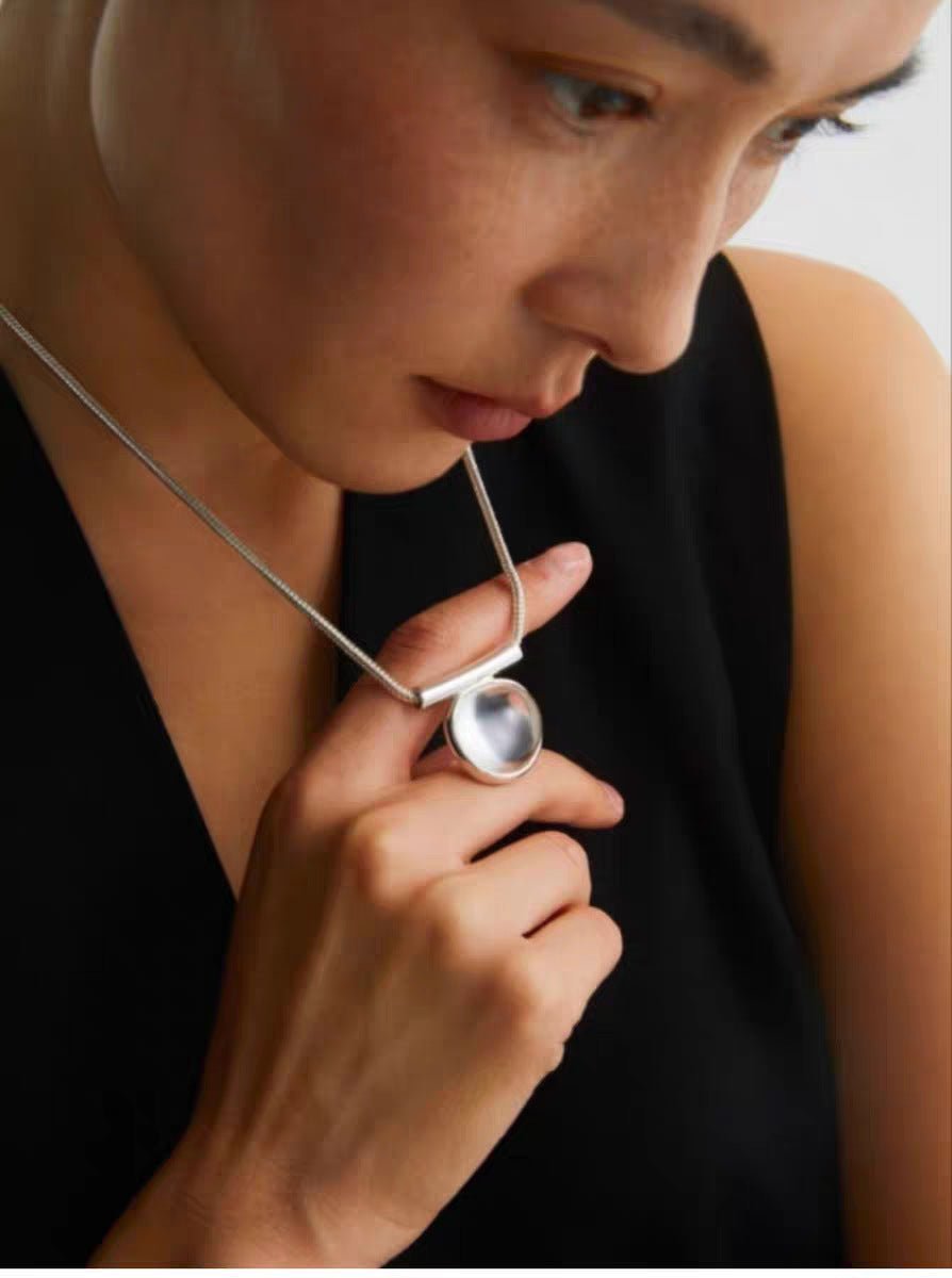 Minimalist Clear Glass Pendant Necklace - floysun