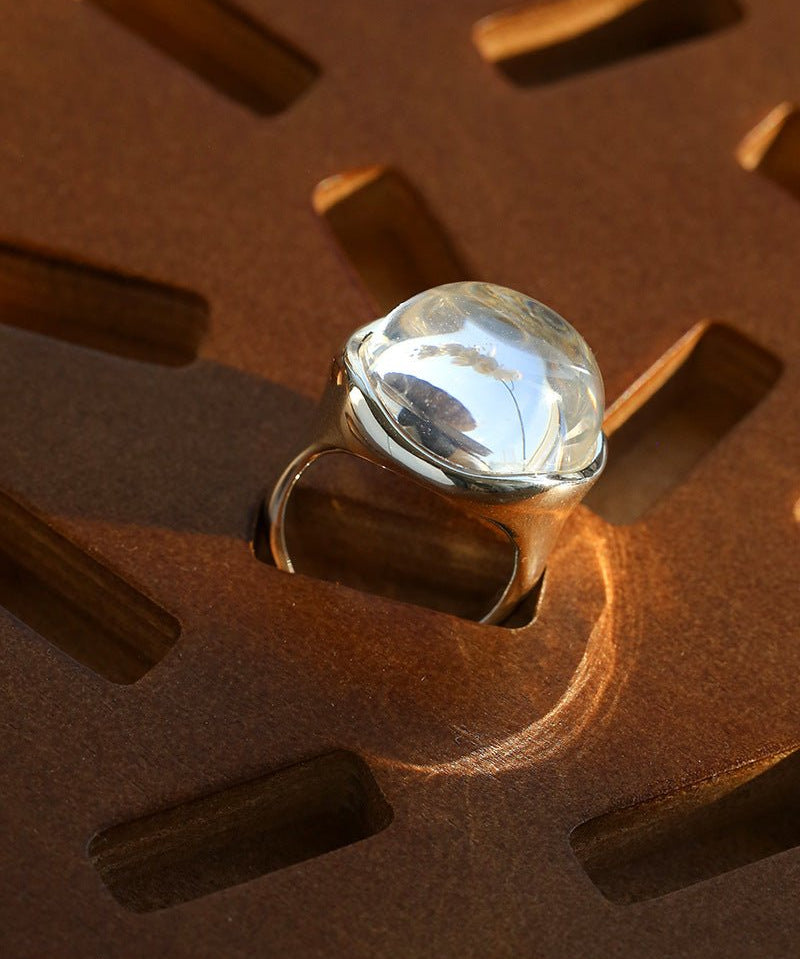 Minimalist Clear Glass Ring - floysun