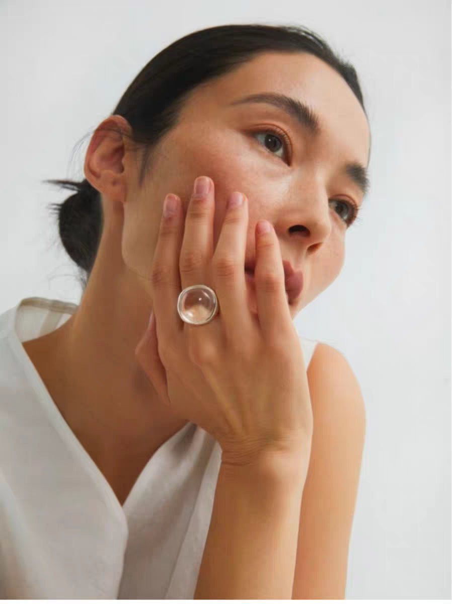 Minimalist Clear Glass Ring - floysun