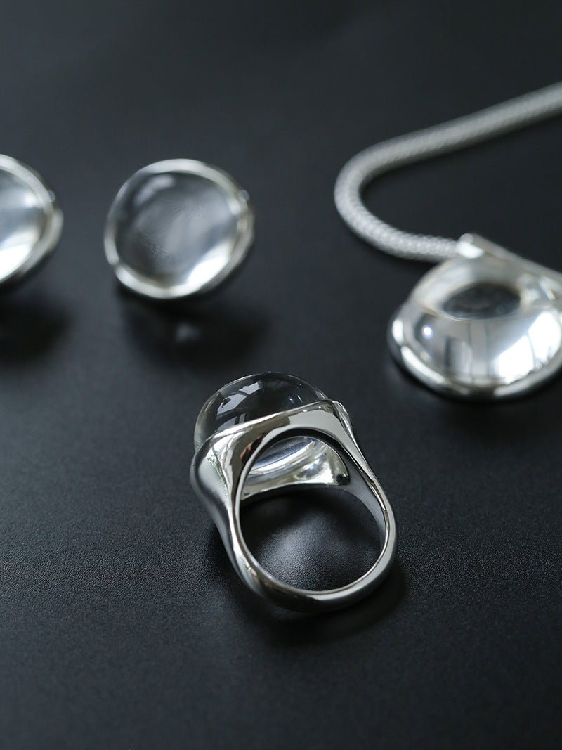 Minimalist Clear Glass Ring - floysun