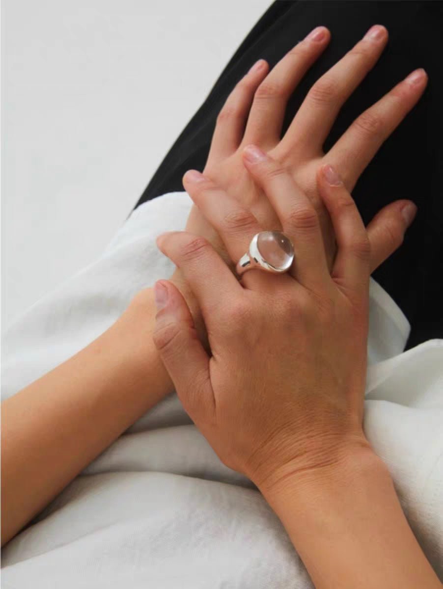 Minimalist Clear Glass Ring - floysun