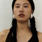 Minimalist Crescent & Oval Ember Earrings - floysun