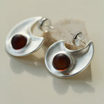 Minimalist Crescent & Oval Ember Earrings - floysun