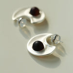 Minimalist Crescent & Oval Ember Earrings - floysun