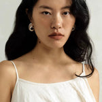 Minimalist Crescent & Oval Ember Earrings - floysun