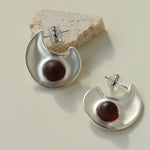 Minimalist Crescent & Oval Ember Earrings - floysun