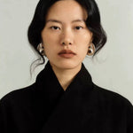 Minimalist Crescent & Oval Ember Earrings - floysun