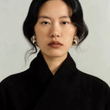 Minimalist Crescent & Oval Ember Earrings - floysun