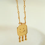 Minimalist Emotion Square Smiley Pendant Necklace - floysun