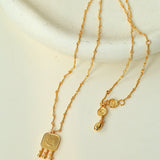 Minimalist Emotion Square Smiley Pendant Necklace - floysun