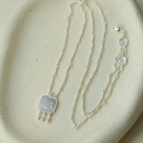 Minimalist Emotion Square Smiley Pendant Necklace - floysun