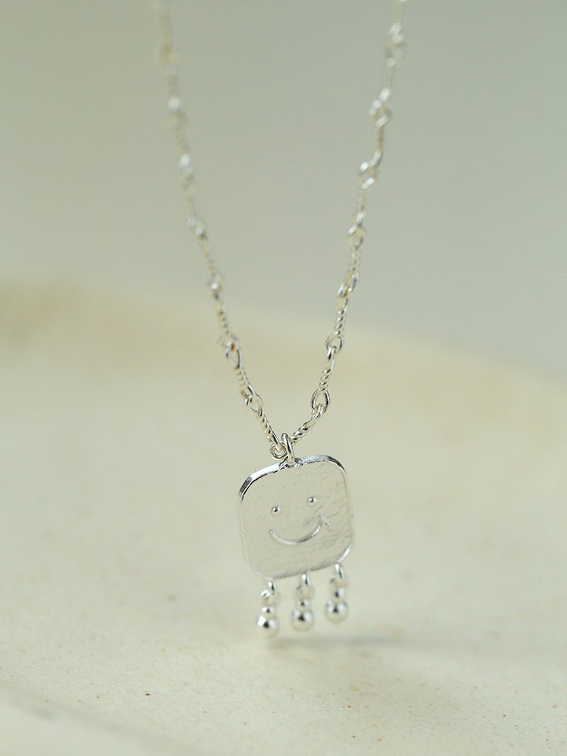 Minimalist Emotion Square Smiley Pendant Necklace - floysun