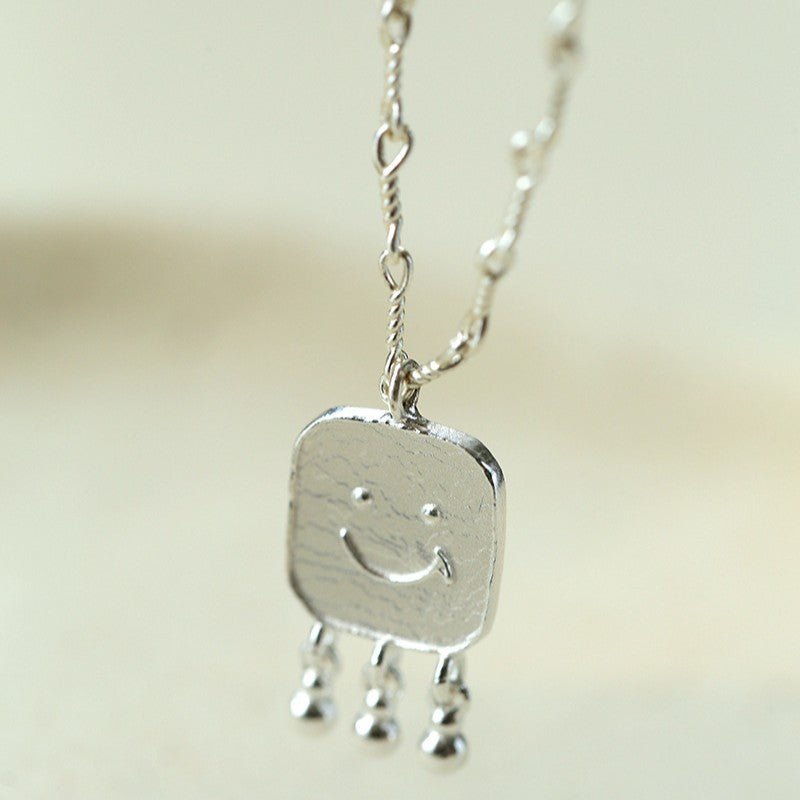 Minimalist Emotion Square Smiley Pendant Necklace - floysun