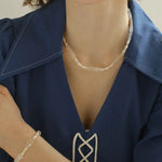 Minimalist Faceted Clear Quartz & Freshwater Pearl Beaded Bracelet - floysun