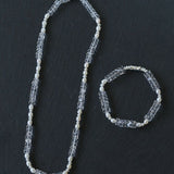 Minimalist Faceted Clear Quartz & Freshwater Pearl Beaded Bracelet - floysun