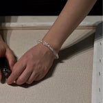 Minimalist Faceted Clear Quartz & Freshwater Pearl Beaded Bracelet - floysun