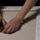 Minimalist Faceted Clear Quartz & Freshwater Pearl Beaded Bracelet - floysun