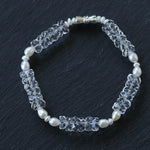 Minimalist Faceted Clear Quartz & Freshwater Pearl Beaded Bracelet - floysun