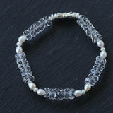 Minimalist Faceted Clear Quartz & Freshwater Pearl Beaded Bracelet - floysun