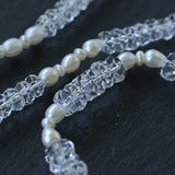 Minimalist Faceted Clear Quartz & Freshwater Pearl Beaded Bracelet - floysun