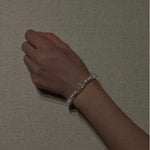 Minimalist Faceted Clear Quartz & Freshwater Pearl Beaded Bracelet - floysun
