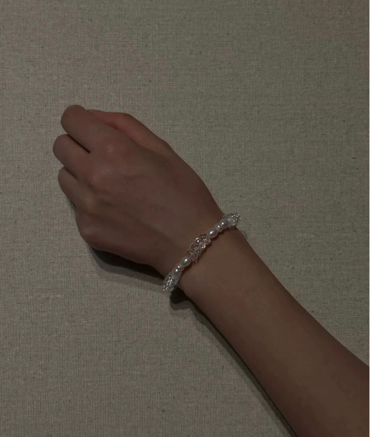 Minimalist Faceted Clear Quartz & Freshwater Pearl Beaded Bracelet - floysun