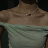 Minimalist Faceted Clear Quartz & Freshwater Pearl Beaded Necklace - floysun