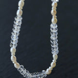 Minimalist Faceted Clear Quartz & Freshwater Pearl Beaded Necklace - floysun