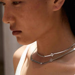 Minimalist Four - Leaf Clover Herringbone Chain Necklace - Sleek S925 Sterling Silver Liquid Snake Chain - floysun