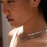 Minimalist Four - Leaf Clover Herringbone Chain Necklace - Sleek S925 Sterling Silver Liquid Snake Chain - floysun