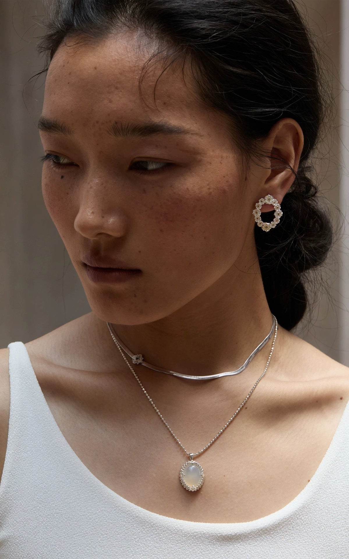 Minimalist Four - Leaf Clover Herringbone Chain Necklace - Sleek S925 Sterling Silver Liquid Snake Chain - floysun