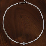 Minimalist Four - Leaf Clover Herringbone Chain Necklace - Sleek S925 Sterling Silver Liquid Snake Chain - floysun