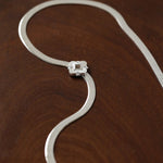 Minimalist Four - Leaf Clover Herringbone Chain Necklace - Sleek S925 Sterling Silver Liquid Snake Chain - floysun