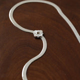 Minimalist Four - Leaf Clover Herringbone Chain Necklace - Sleek S925 Sterling Silver Liquid Snake Chain - floysun
